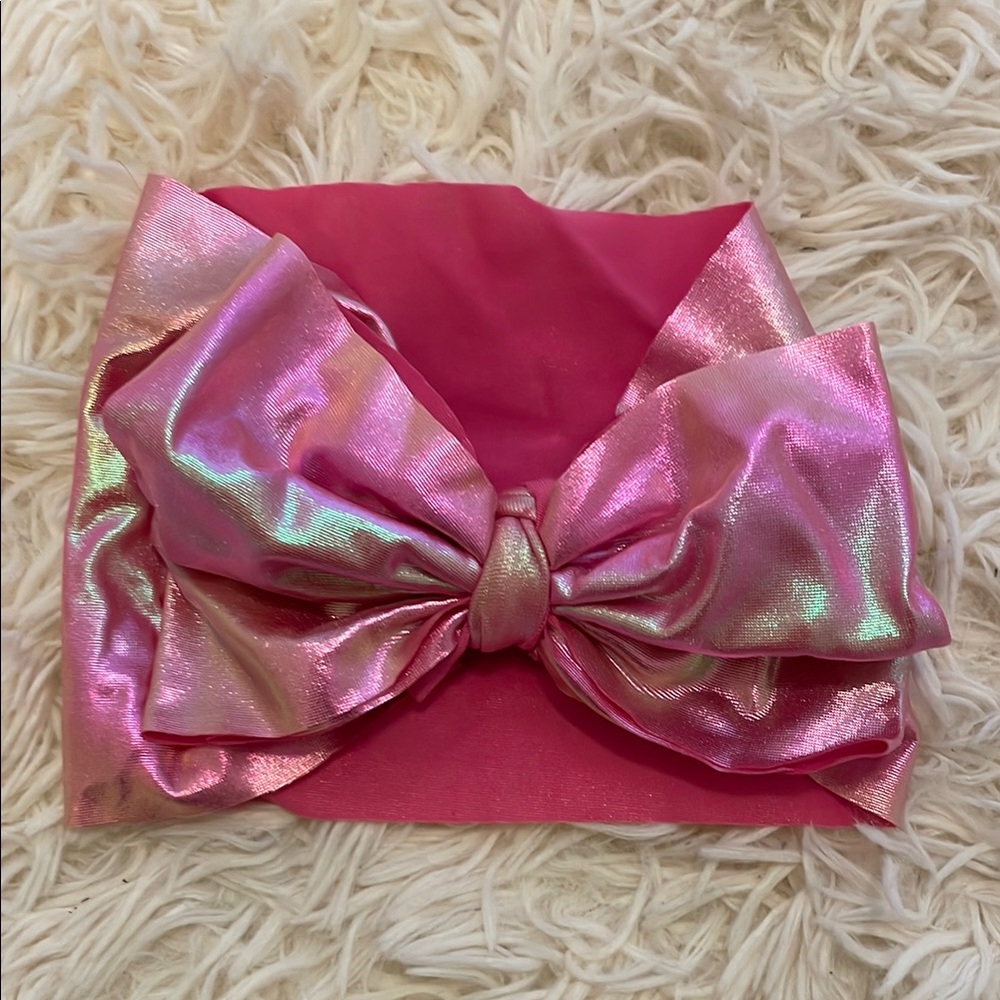 Pink Iridescent Bow Headband